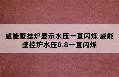 威能壁挂炉显示水压一直闪烁 威能壁挂炉水压0.8一直闪烁